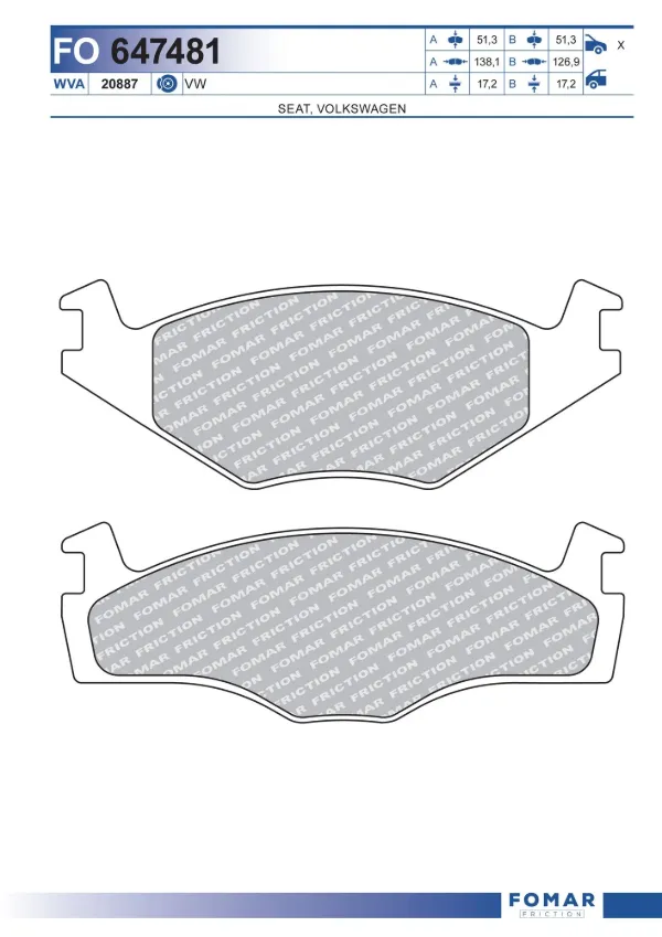 Передні тормозні колодки FO647481 Fomar Roulunds