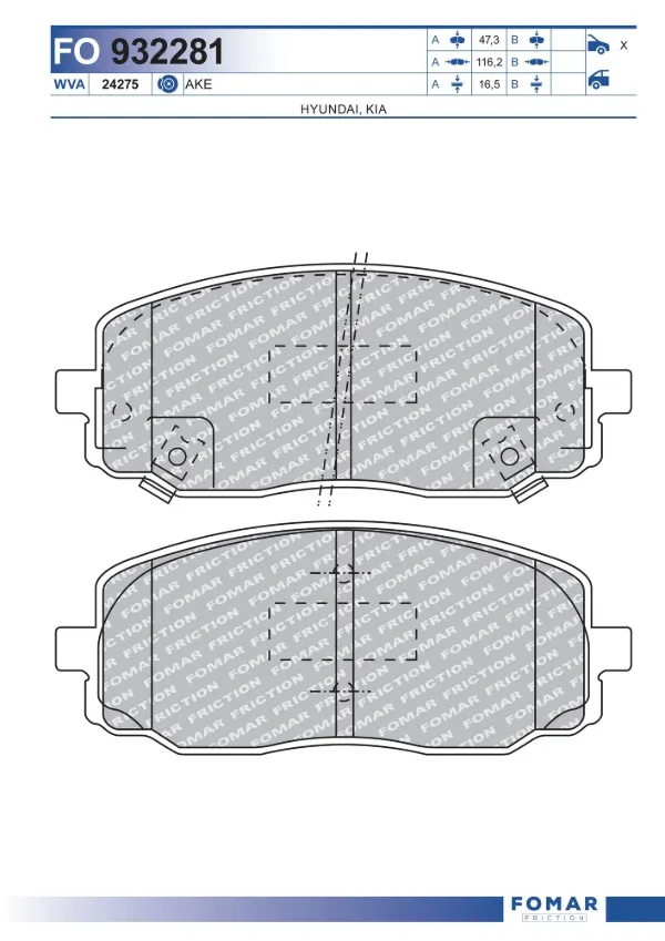 Передні тормозні колодки FO932281 Fomar Roulunds
