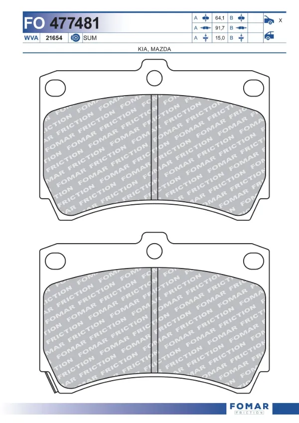 Передні тормозні колодки FO477481 Fomar Roulunds