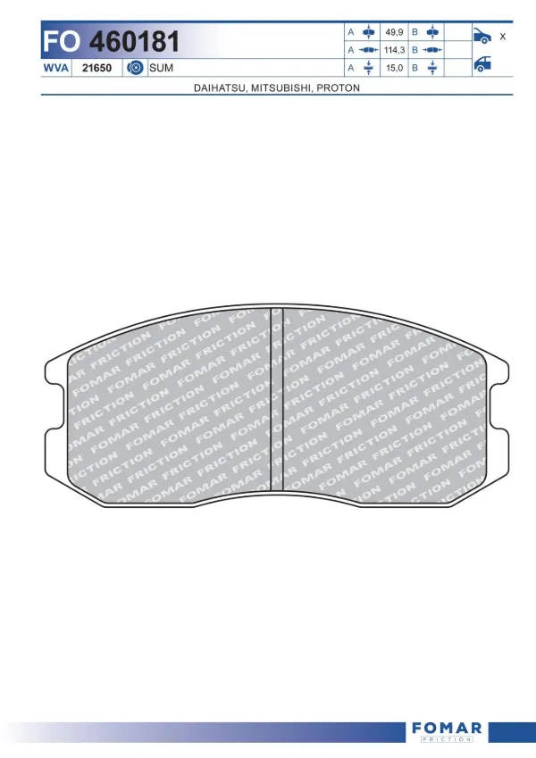 Передні тормозні колодки FO460181 Fomar Roulunds