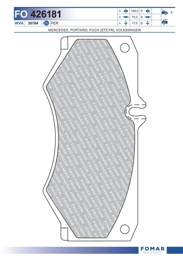 Передні тормозні колодки FO426181 Fomar Roulunds