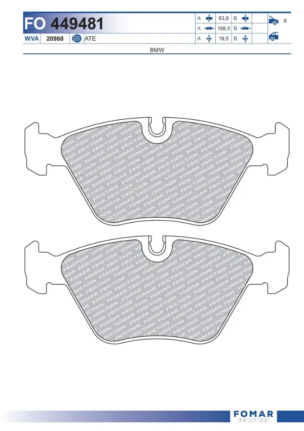 Передні тормозні колодки FO449481 Fomar Roulunds