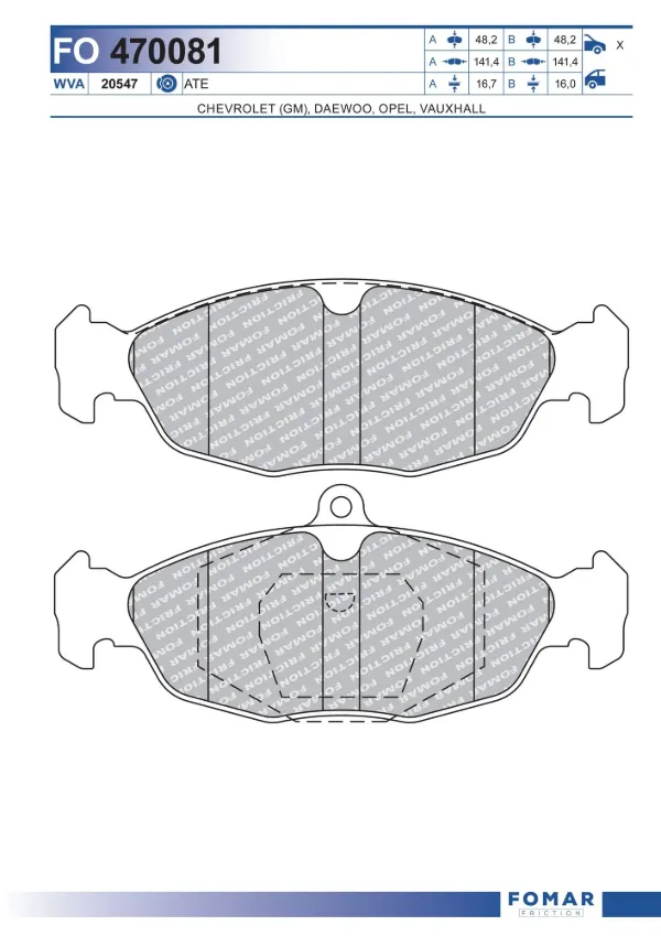 Передні тормозні колодки FO470081 Fomar Roulunds