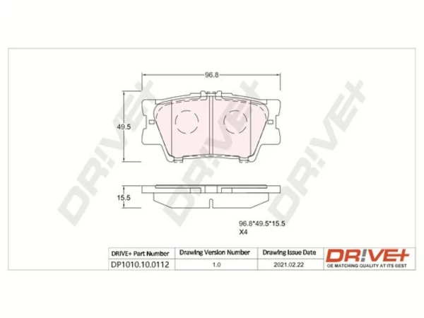 Задні гальмівні колодки DP1010100112 Dr!ve+