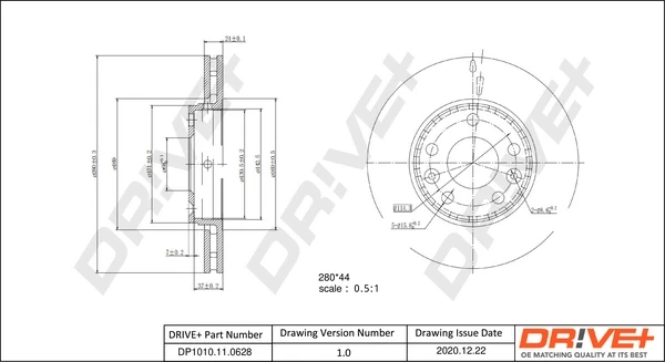 Гальмівні диски передні DP1010110628 Dr!ve+