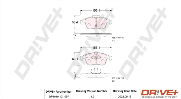 Передні тормозні колодки DP1010101097 Dr!ve+