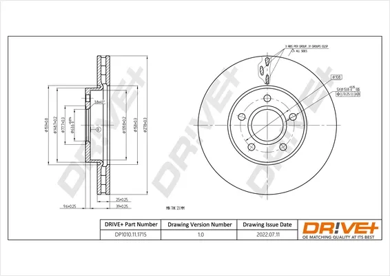Гальмівні диски передні DP1010111715 Dr!ve+