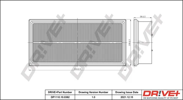 Повітряний фільтр DP1110100382 Dr!ve+