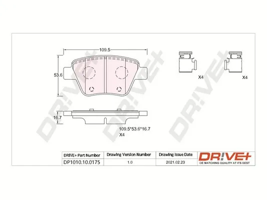 Задні гальмівні колодки DP1010100175 Dr!ve+