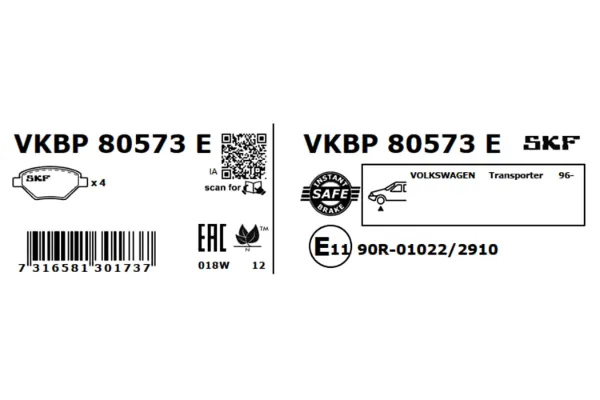 Передні тормозні колодки VKBP80573E SKF