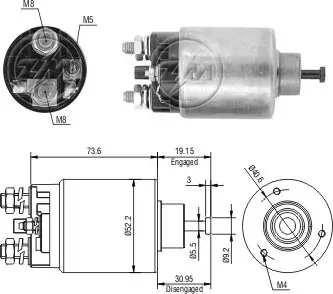 Втягуюче реле стартера ZM860 ZM