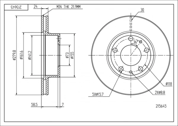 Гальмівні диски передні 215645 Hart