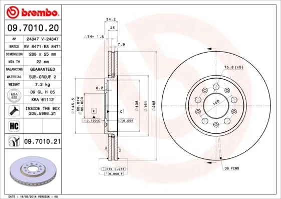 Гальмівні диски передні 09701021 Brembo