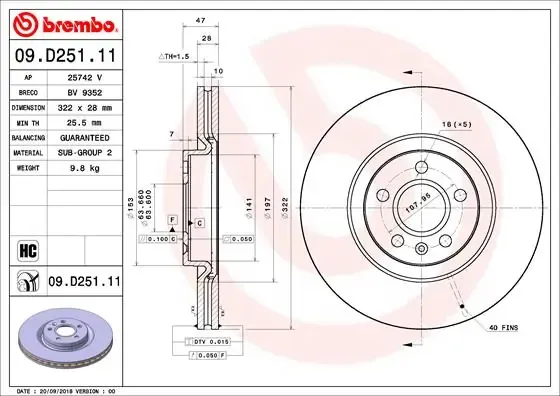 Гальмівні диски передні 09D25111 Brembo