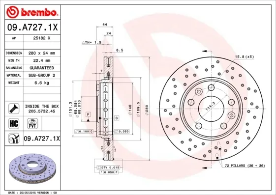 Гальмівні диски передні 09A7271X Brembo