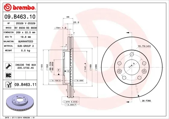 Гальмівні диски передні 09B46310 Brembo