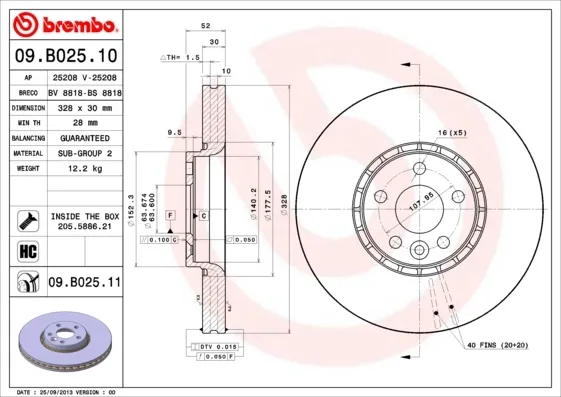 Гальмівні диски передні 09B02511 Brembo