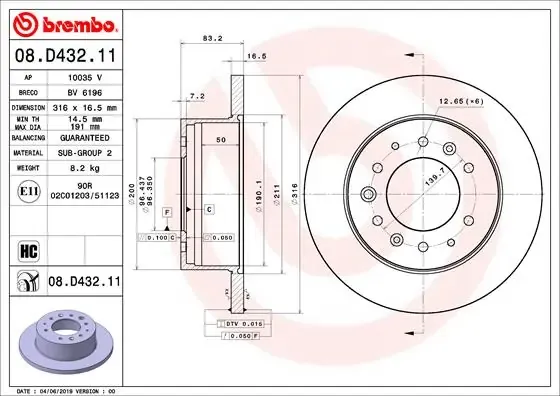 Гальмівні диски 08D43211 Brembo