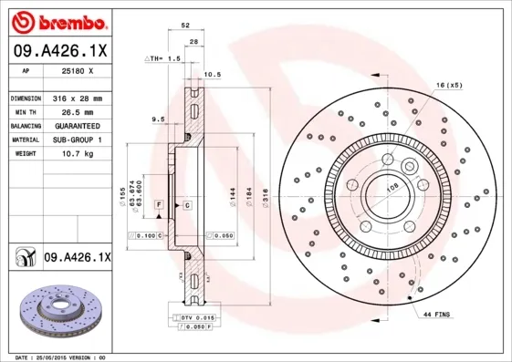 Гальмівні диски передні 09A4261X Brembo