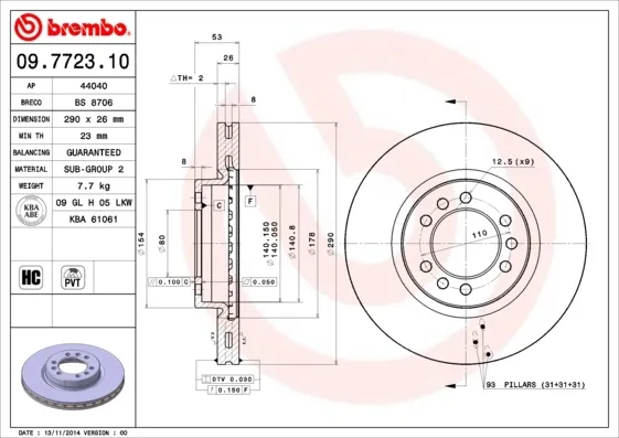 Гальмівні диски передні 09772310 Brembo