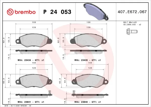 Передні тормозні колодки P24053 Brembo