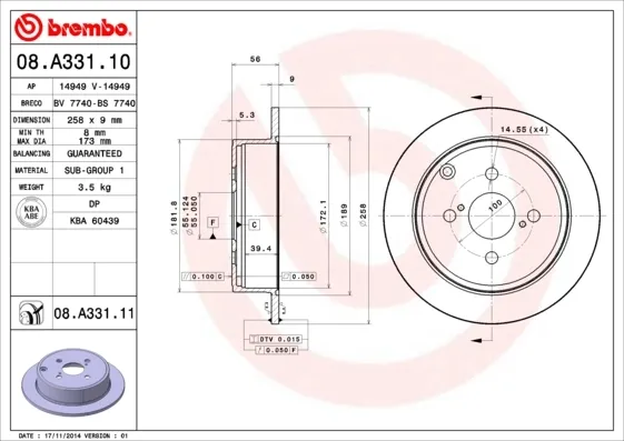 Гальмівні диски 08A33110 Brembo