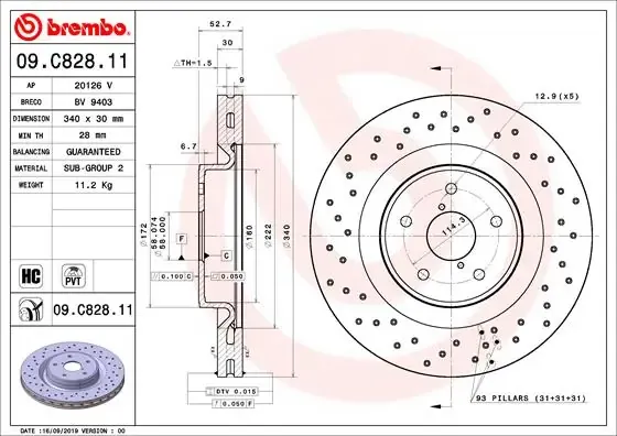 Гальмівні диски передні 09C82811 Brembo