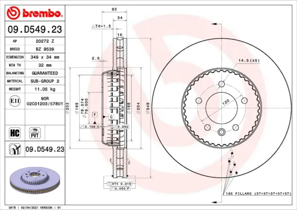 Гальмівні диски передні 09D54923 Brembo