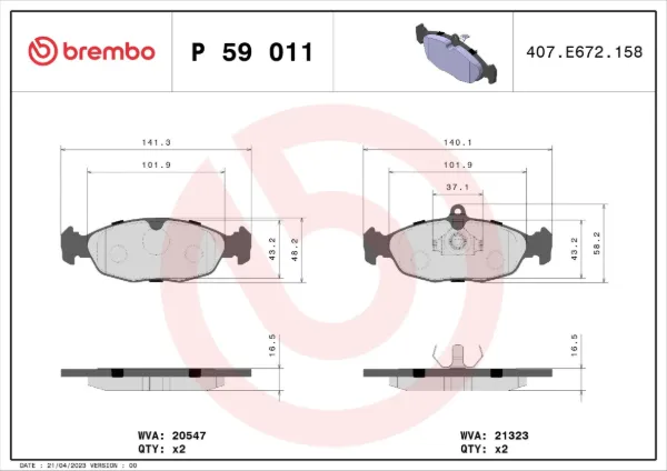 Передні тормозні колодки P59011 Brembo
