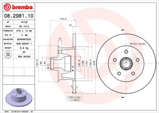 Гальмівні диски передні 08298110 Brembo