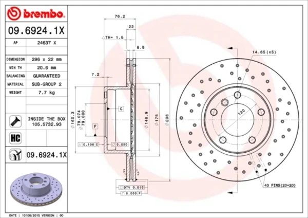 Гальмівні диски передні 0969241X Brembo