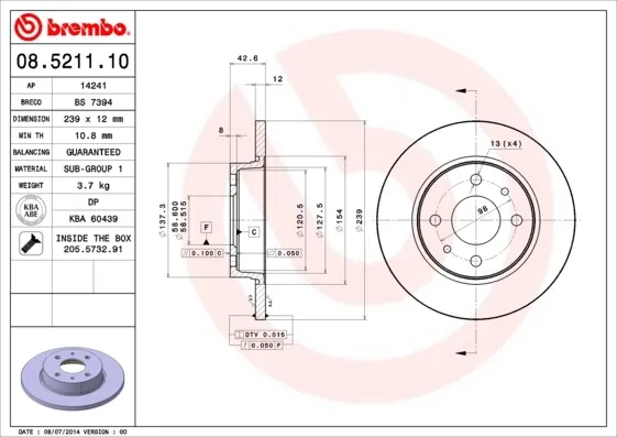 Гальмівні диски передні 08521110 Brembo
