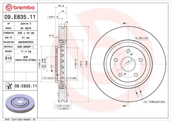 Гальмівні диски передні 09E83511 Brembo