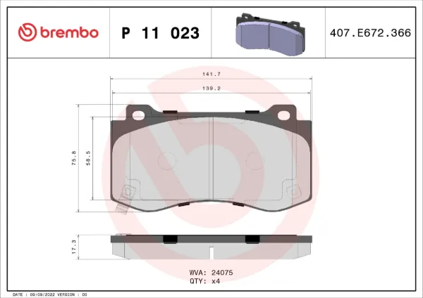 Передні тормозні колодки P11023 Brembo
