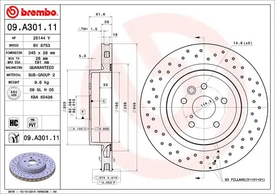 Гальмівні диски 09A30111 Brembo
