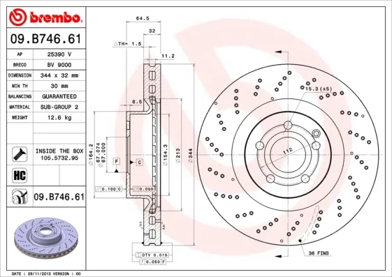 Гальмівні диски передні 09B74661 Brembo