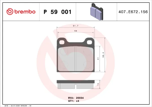 Передні тормозні колодки P59001 Brembo