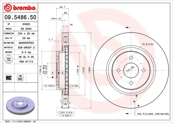 Гальмівні диски передні 09548650 Brembo