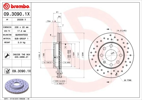 Гальмівні диски передні 0930901X Brembo