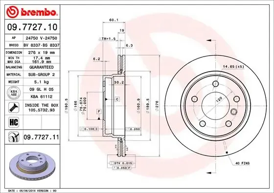 Гальмівні диски 09772711 Brembo