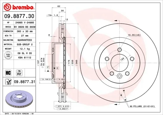 Гальмівні диски передні 09887731 Brembo