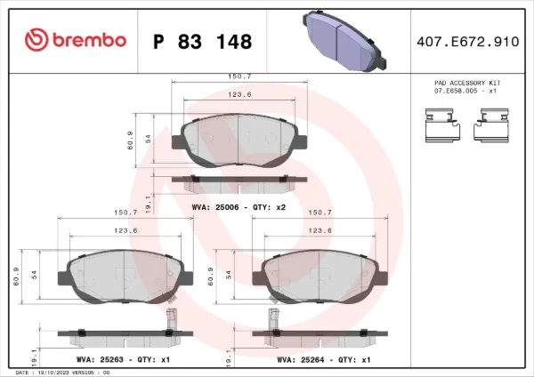 Передні тормозні колодки P83148 Brembo