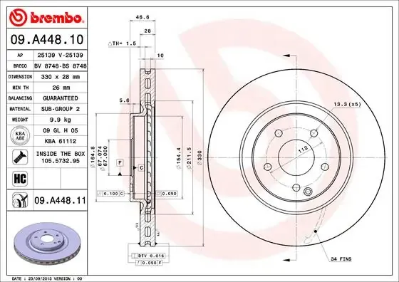 Гальмівні диски передні 09A44811 Brembo