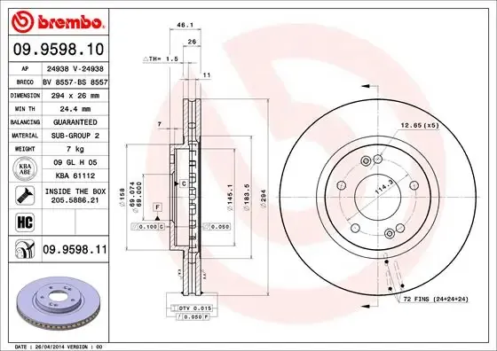 Гальмівні диски передні 09959811 Brembo