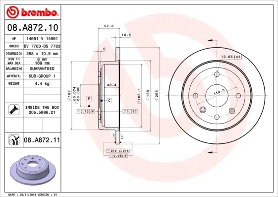 Гальмівні диски 08A87210 Brembo