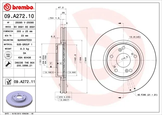 Гальмівні диски передні 09A27211 Brembo