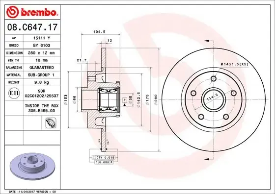 Гальмівні диски 08C64717 Brembo
