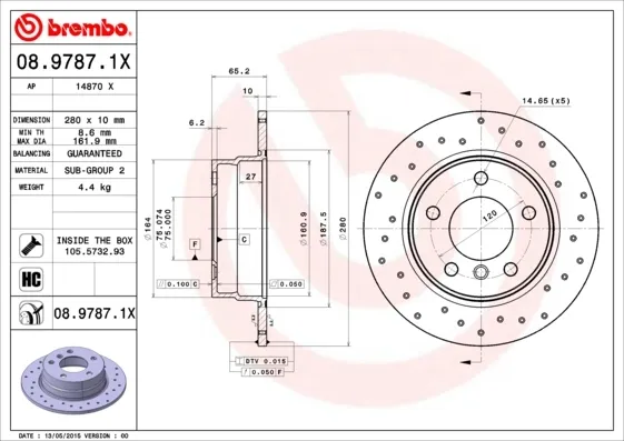 Гальмівні диски 0897871X Brembo