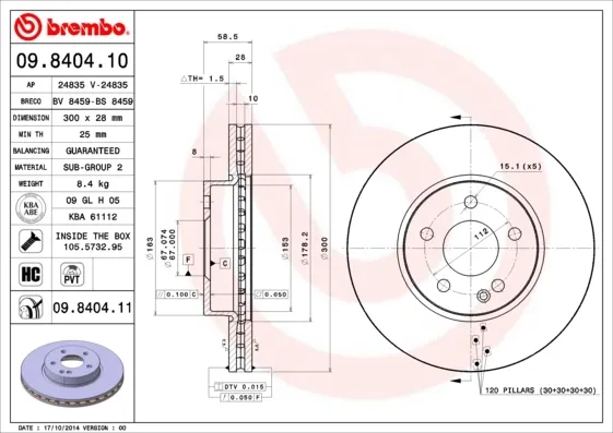 Гальмівні диски передні 09840411 Brembo