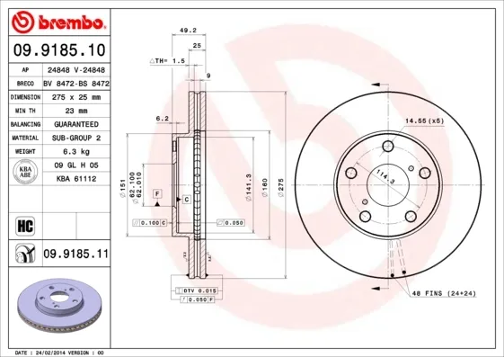 Гальмівні диски передні 09918510 Brembo